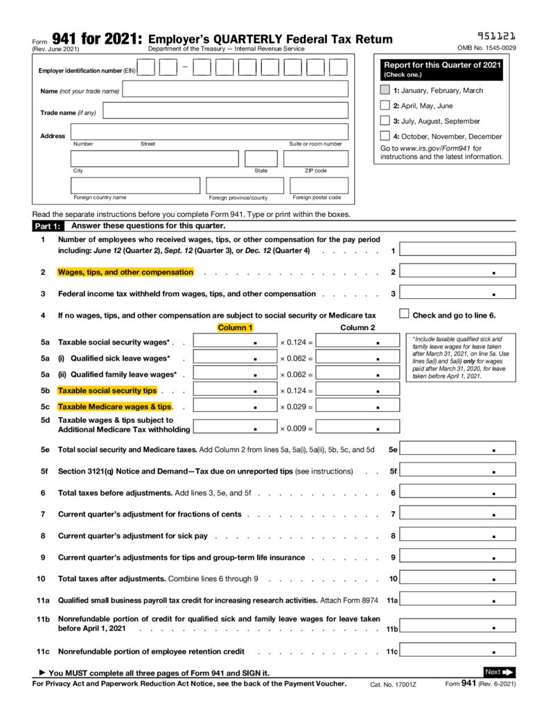 Vista en miniatura de formulario fiscal 941